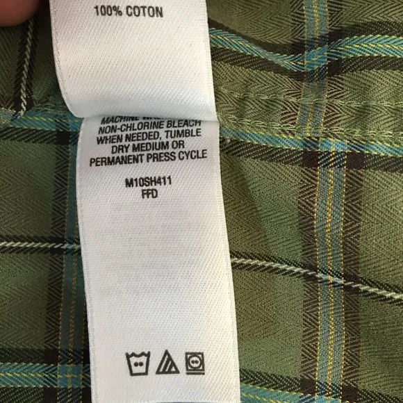 Cabela's Men's L Outfitter Series Green Plaid Long Sleeve Cotton Button Down - Picture 5 of 6